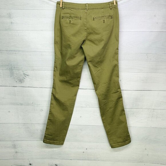 Anthropologie Womens Chino Pant Relaxed Fit Green Side Stripe Stretch Size 26 - Picture 9 of 14